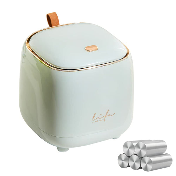 WDPUCHU Mini Countertop Trash Can with 5 Rolls of Trash Bags, Waste Can