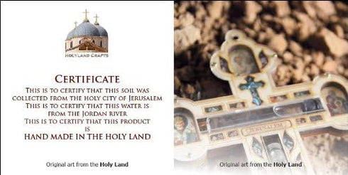 Jerusalem Set (1 Set, 4 1 Big Holy Samples: Olive Wood Cross, Soil, Olive Oil & Frankincense Incense Items, Piece)