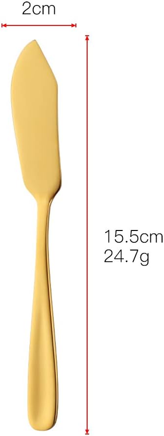 Stainless Steel Cheese Dessert Knives, Set of 6, Breakfast Butter Knife, Slicer Sandwich Spreader (Gold)