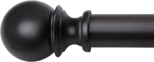 Curtain Rods for Windows 48 to 84, 1 Inch Black Heavy Duty Drapery Rod Set with Adjustable Ball Finials