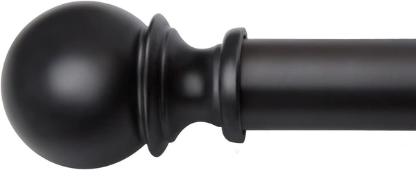 Curtain Rods for Windows 48 to 84, 1 Inch Black Heavy Duty Drapery Rod Set with Adjustable Ball Finials