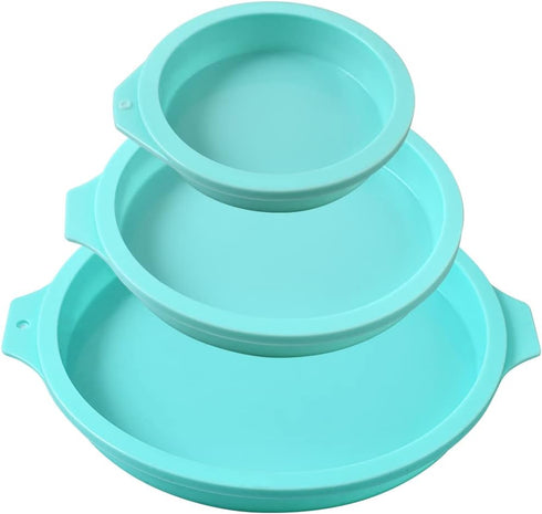 Newk Silicone Round Cake Mold - 3 Packs for Layer Cakes, Rainbow Cakes, Resin Coasters (4”, 6”, 8”)