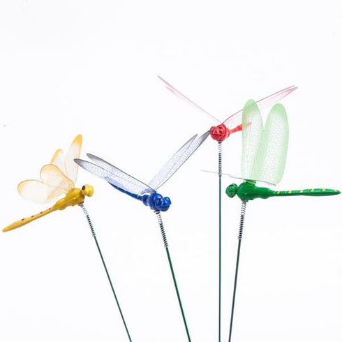 XIZHI 40 Pcs 3D Artificial Dragonfly Garden Ornaments, Miniature Fairy Garden Decoration, Yellow, Blue, Green, Red
