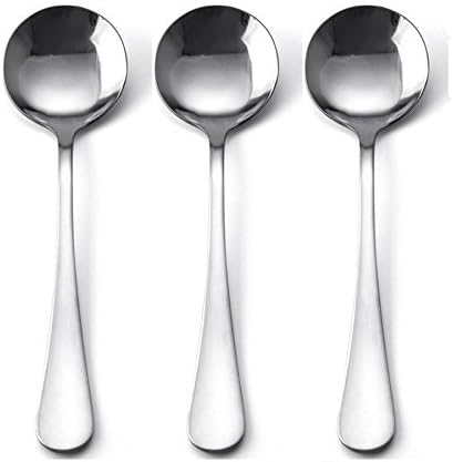 HornTide 6-Piece Soup Spoon Set, Stainless Steel Bouillon Flatware, 6.5-Inch