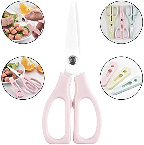 Healthy Baby Food Ceramic Scissors with Cover, Portable Shears (Pink)
