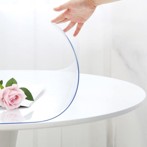 2Pcs 22 Inch PVC Tablecloth Round Clear Plastic Dining Table Protector Cover