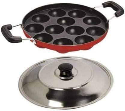 Non Stick Appam Maker 12 Cavity Appam Patra Pan with 2 Side Handle And Stainless Steel Lid by SRIYUG