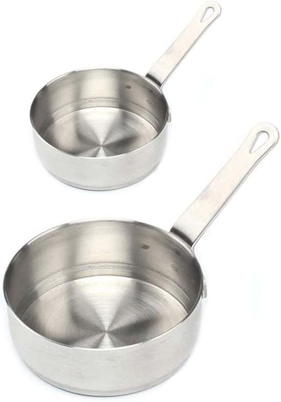 2PCS Stainless Steel Mini Sauce Pan, Dipping Sauce Bowl with Handle, Cooking Sauce Cup for Restaurant Table