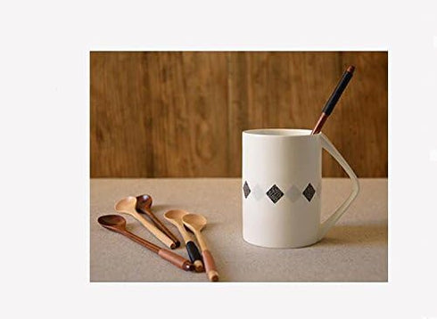 2 Set of Retro Handcrafted Wooden Long Coffee Tea Spoons with Cable Tie