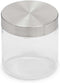 Home Basics Small Kitchen Canister, Clear Glass with Stainless Steel Lid, for Flour, Sugar, Coffee, Snacks