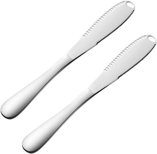 Butter Knife, Stainless Steel Butter Cutter Slicer, 3 In 1 Multi Function Cheese Knife, 2 PCS