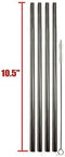 EXTRA LONG 10.5" Stainless Steel Drinking Straws, Wide Straight, 4 Qty