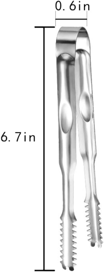 2 Pcs Ice Tongs for Ice Bucket 6.7 Inch - Premium Stainless Steel Ice Tongs with Teeth for Ice Sugar Cubes Tea Party Coffee Bar Food Serving, Silver by EYAKEG
