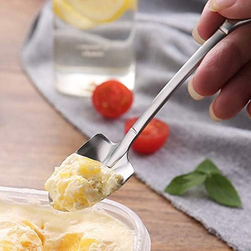 SZLFSX 10 Pack 6 inch Dessert Spoon Shovel Shape Stainless Steel Spoons Ice Cream Fruit Spoon for Home Kitchen