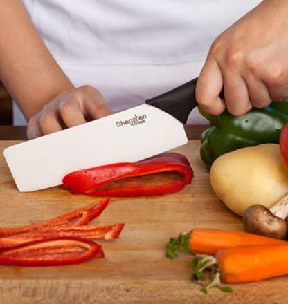 6 Inch Ceramic Vegetable Cleaver (Nakiri Knife), Lightweight Kitchen Cutlery for Precision Slicing