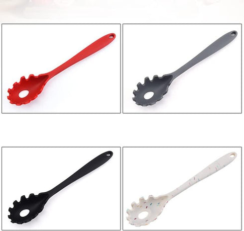 Silicone Pasta Fork (11.5"), High Heat Resistant to 480°F, Hygienic One Piece Design, Spaghetti Strainer