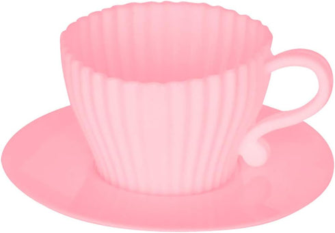 Evelots Teacup Silicone Cupcake Liners for Baking - 48 Pc Set, Oven Safe Non Stick