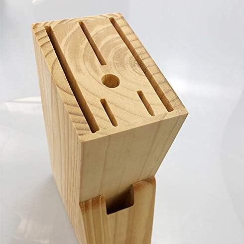 Wooden Knife Block Countertop Knife Holder with Scissors-Slot for Kitchen