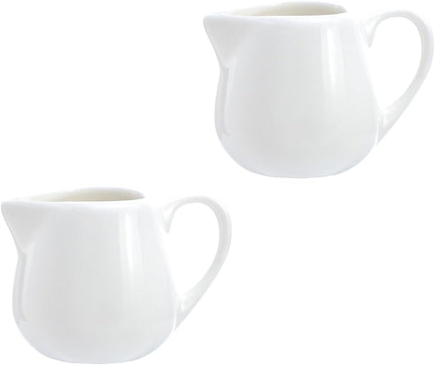 CHOOLD 2 pcs Mini Ceramic Creamer with Handle, Coffee Milk Creamer Pitcher - White, 1.5 oz