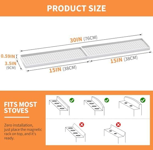 30 Inch BFONS Silicone Magnetic Stove Top Shelf, Kitchen Over Stove Spice Rack Shelf Apartment Home Must Haves Kitchen