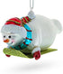 Snowman Glass Christmas Ornament - Gleefully Riding a Sled