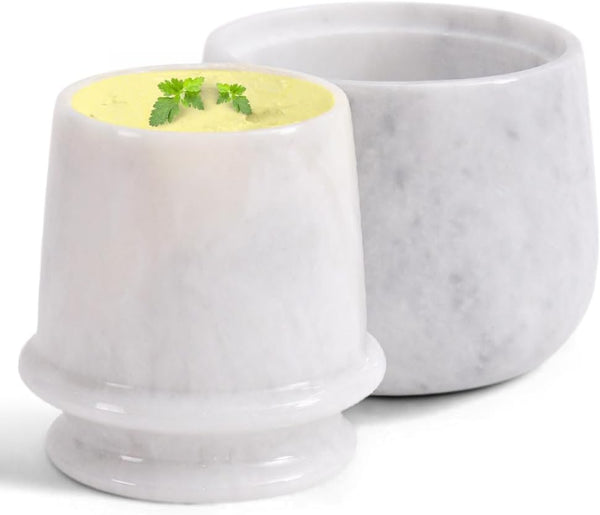 Marble Butter Keeper 4.25 Inches White Butter Dish with Lid Handmade French