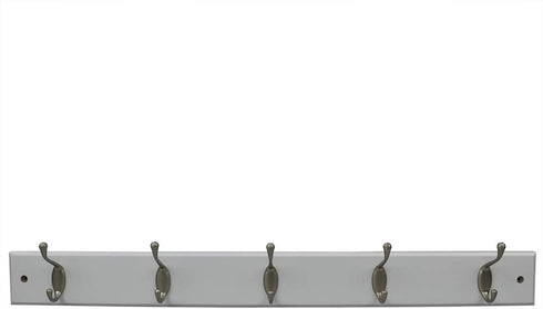 Home Basics Durable 5-Double-Hooks Wall Mounted Hanging Rack (White) for Entry Way or Garage