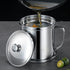 Bacon Grease Container with Strainer, 1.25 L Food-grade Stainless Steel Keeper with Lid and Easy-Grip Handle