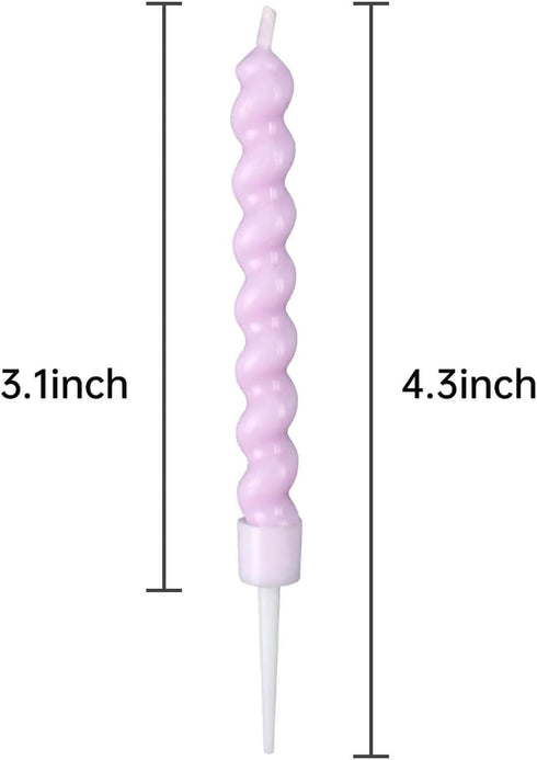 BEAN LIEVE 12-Count Rainbow Birthday Candles with Holders, Colorful Spiral Long Cake Candles for Birthday Wedding Party
