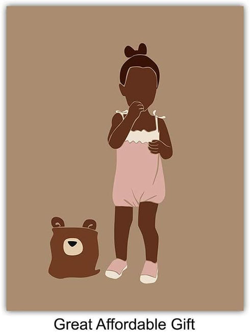 African American Baby Girl Room Decor - Black Girls Bedroom Decor - Baby Nursery Decor - Little Girls Bedroom Wall Art
