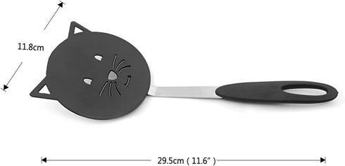 Nylon Turner Cute Cat Shape Small Heat Resistant Wok Spatula - Non Stick Cookware with Stainless Steel Bracket for