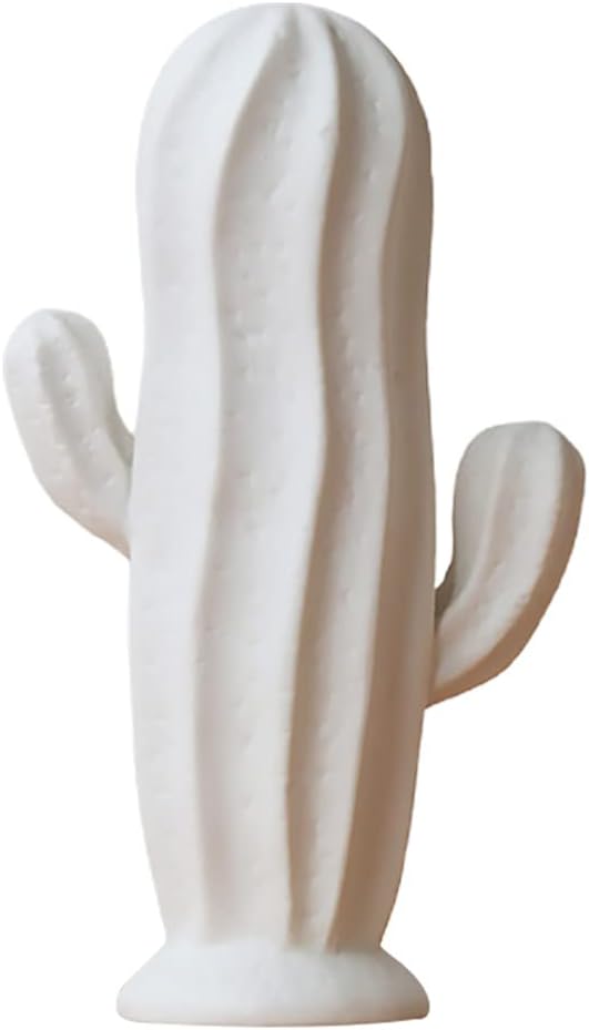 VOSAREA Ceramic Cactus Figurine Minimalist Cactus Statue Jewelry Holder Centerpiece Ornament for Home Office Decor