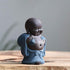 Kingzhuo 4'' Cute Tiny Buddha Statue Monk Figurine, Classic Ceramic Arts & Crafts Gift, Baby Crafts Ornaments (6 x 10