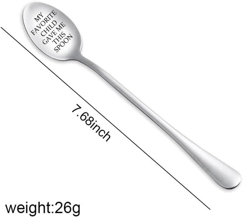 Mom Dad Gifts Spoon for Women, Mama Gifts from Daughter, Father Gifts for Men, Engraved Coffee Tea Spoons