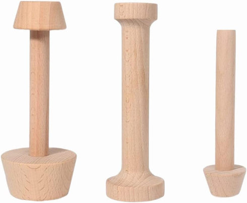 3 Pieces Wooden Tart Tamper Set, Double Side Pastry Dough Tamper for Making Egg Tart, Cheesecakes, Dessert Kitchen Tools