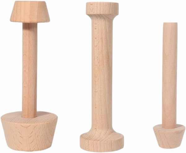 3 Pieces Wooden Tart Tamper Set, Double Side Pastry Dough Tamper for Making Egg Tart, Cheesecakes, Dessert Kitchen Tools