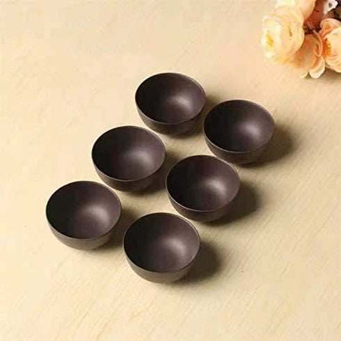 Chinese Tea Tasting Cup Set of 6, Mini Purple Sand Kung Fu Tea Cups, Black Ceramic Tea Bowl