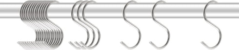 30pcs 2 Inch Silver S Shape Hooks, Heavy-Duty Hanging Hooks for Pot Pan Hanger, Kitchen Tools
