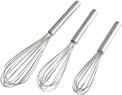 Stainless Steel Whisks Set, 3 Packs 8"+10"+12" Kitchen Whip Utensils for Blending, Whisking, Beating, Stirring