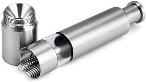 Salt and Pepper Grinder Set of 2, Stainless Steel Push Button Grinder for Black Pepper and Sea Salt