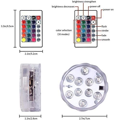 2Pack 16 Swimming Submersible LED Lights Waterproof Pool Lights Underwater with Colors, Remote Control for Aquarium