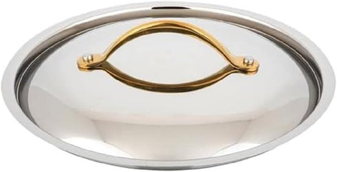 NutriChefKitchen Lid for 1.5-Quart Saucepan-Stainless Steel Kitchen Cookware Cover w/ Stylish Golden PVD Handle,Fits 6.30”Pot Inner Size,Works with Model NCSTS16 16-Piece Kitchenware Pots and Pans Set by NutriChef