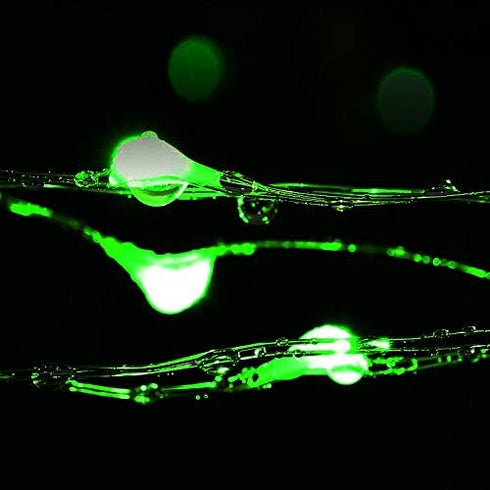 Twinkle Star 33FT 100 LED Silver Wire String Lights, Green Battery Operated Fairy Lights for Christmas Wedding Party