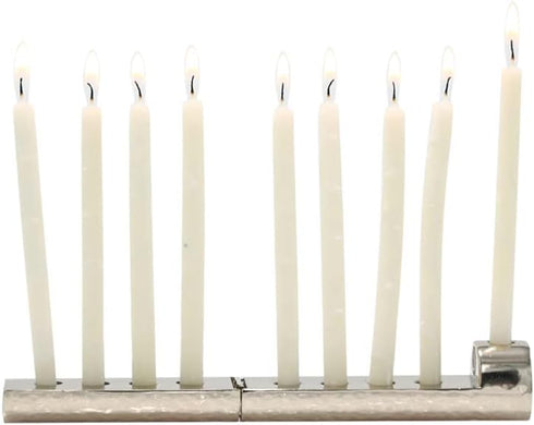 Yair Emanuel Folding Travel Hanukkah Menorah, Hammered Metal Multicolor (HTM-1)
