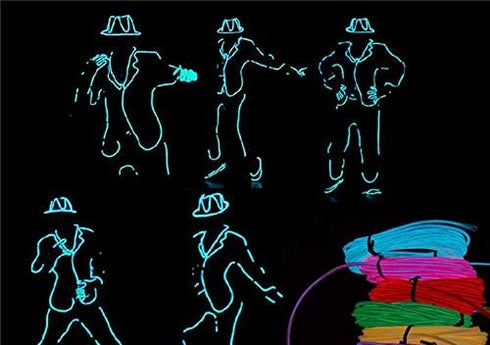 JIGUOOR EL Wire 16.4ft / 5m Battery Pack Neon Light Strip, 360° Illumination for DIY, Party, Halloween