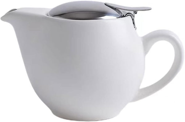 Small Ceramic Teapot, 350ml/12.0oz with Stainless Steel Infuser for Loose Tea and Blooming Tea