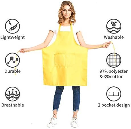 DUSKCOVE 12 Pack 2 Commercial Plain Bib Aprons with Pockets - Red Unisex Apron Bulk for Kitchen Cooking Restaurant BBQ