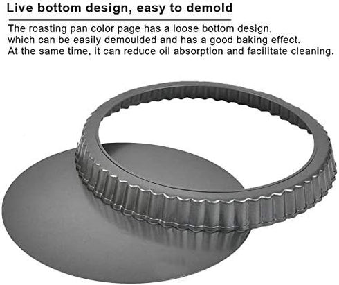 Tart Pan, 9 Inch Non-Stick Removable Loose Bottom - Carbon Steel with 1.1 Inch Depth