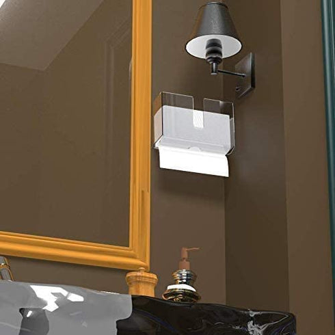 Wall Mount Paper Towel Dispenser,No Drilling Acrylic Bathroom Paper Towel Holder,Clear Napkin Holder