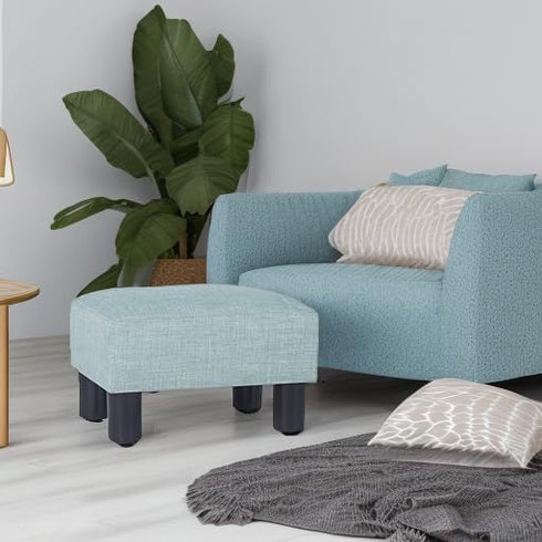15x10.8x8.7inch Adeco Small Ottoman Footstool- Mordern Rectangle Soft Fabric Footrest